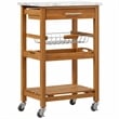 Boraam Aya Bamboo Kitchen Cart with Faux Marble Top