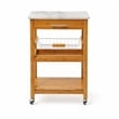 Boraam Aya Bamboo Kitchen Cart with Faux Marble Top