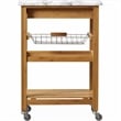 Boraam Aya Bamboo Kitchen Cart with Faux Marble Top