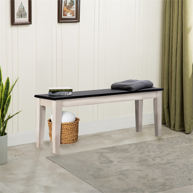 Boraam Shaker Dining Bench - European Black Ash/Antique White