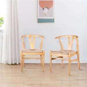 Boraam Wishbone Dining Chairs - Set of 2 - Natural Finish
