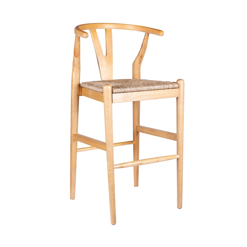 Boraam Wishbone Bar Height Kitchen Bar Stool - Natural Finish