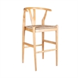 Boraam Wishbone Bar Height Kitchen Bar Stool - Natural Finish