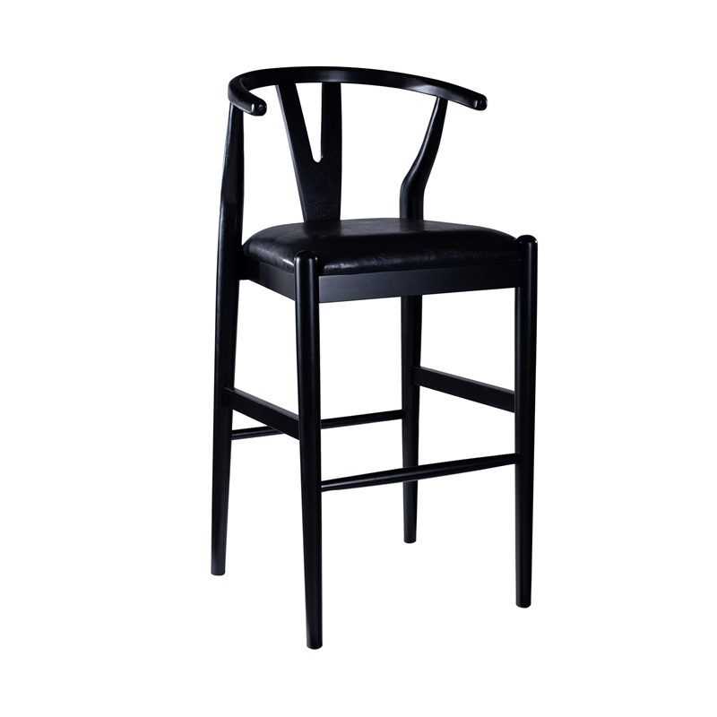 Boraam Wishbone Bar Height Kitchen Bar Stool - Black Finish