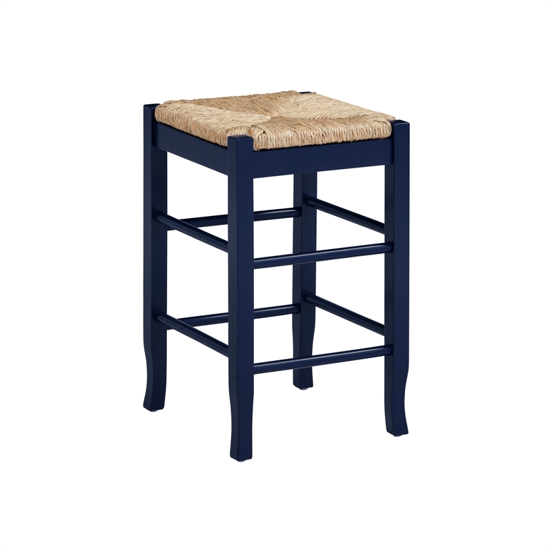 Boraam Square Rush Backless Counter Stool Navy Blue Finish