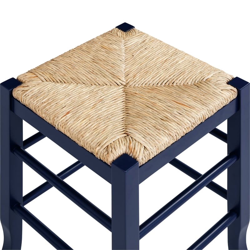 Boraam Square Rush Backless Counter Stool Navy Blue Finish