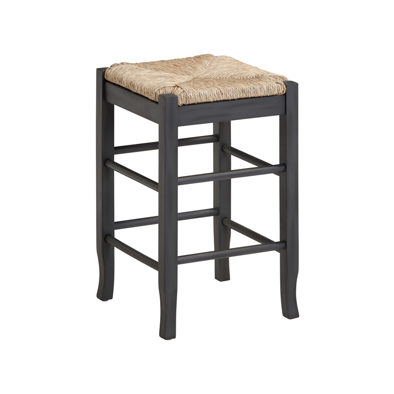Boraam Square Rush Backless Counter Stool Charcoal Grey Finish