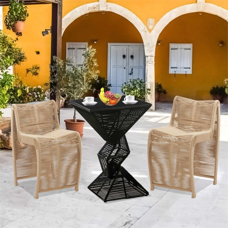 Lorenzo Iron Rope 3pc Pub Set - Tan Finish