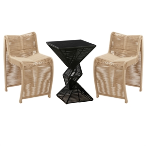 Lorenzo Iron Rope 3pc Pub Set - Tan Finish