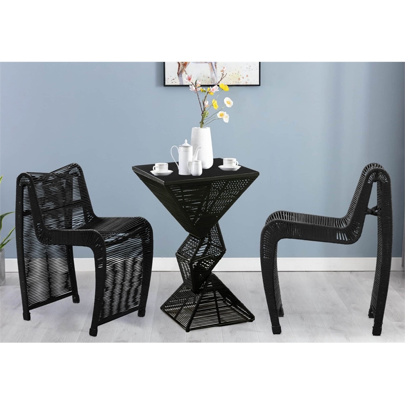 Lorenzo Iron Rope 3pc Pub Set - Black Finish