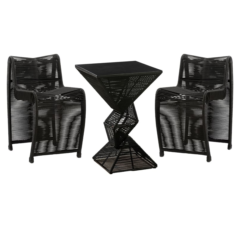 Lorenzo Iron Rope 3pc Pub Set - Black Finish