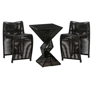Lorenzo Iron Rope 3pc Pub Set - Black Finish