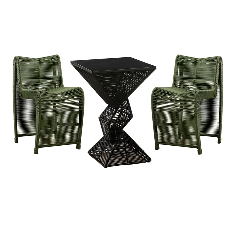 Lorenzo Iron Rope 3pc Pub Set - Olive Green Finish