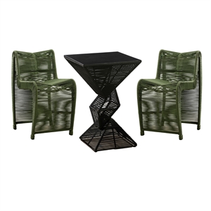 Lorenzo Iron Rope 3pc Pub Set - Olive Green Finish