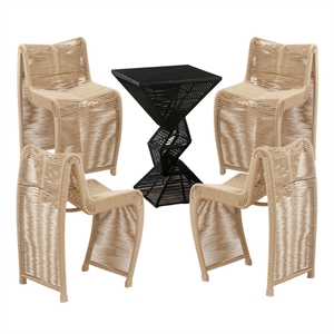 Lorenzo Iron Rope 5pc Pub Set - Tan Finish