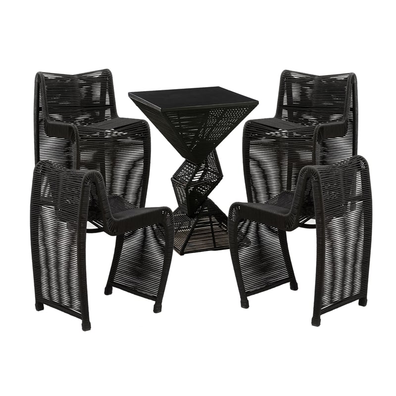 Lorenzo Iron Rope 5pc Pub Set - Black Finish