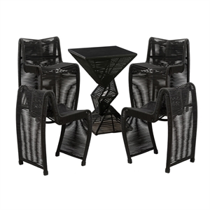 Lorenzo Iron Rope 5pc Pub Set - Black Finish