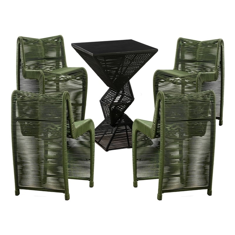 Lorenzo Iron Rope 5pc Pub Set - Olive Green Finish