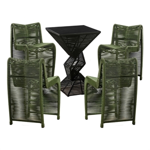Lorenzo Iron Rope 5pc Pub Set - Olive Green Finish