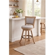 Boraam Melrose Grey Fabric Swivel Counter Stool - Driftwood Wire-Brush Finish