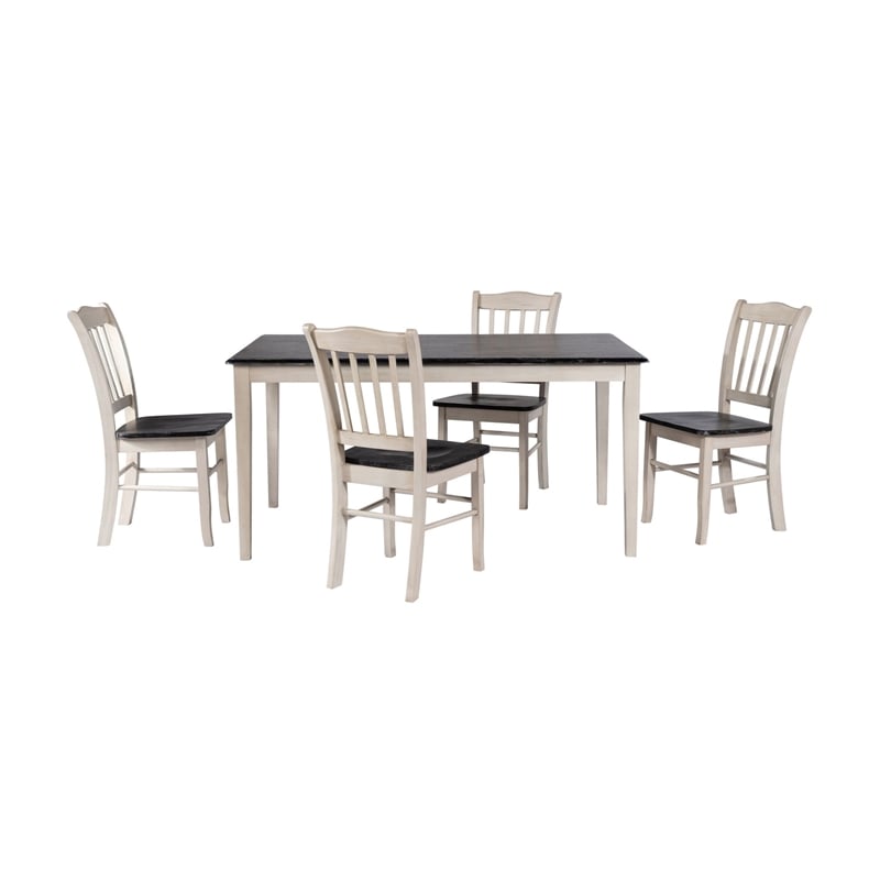 Boraam Shaker 5-Piece Dining Set - European Black Ash/Antique White
