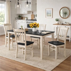 Boraam Shaker 5-Piece Dining Set - European Black Ash/Antique White