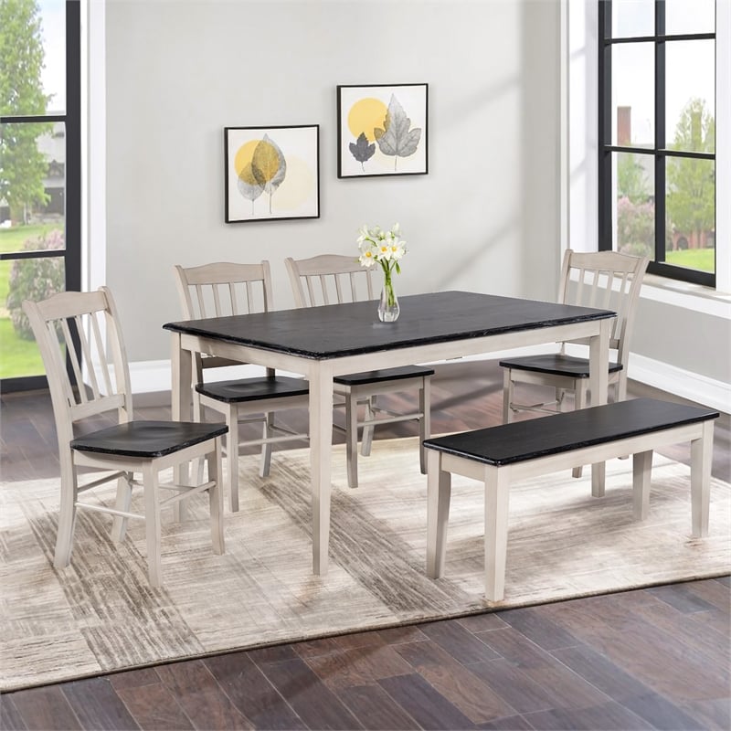 Boraam Shaker 6-Piece Dining Set - European Black Ash/Antique White
