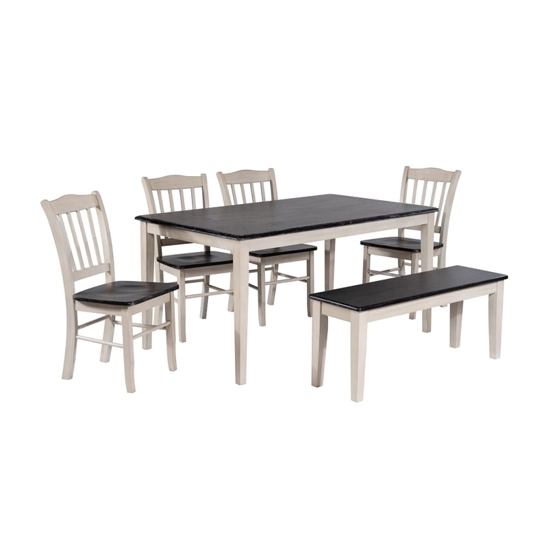 Boraam Shaker 6-Piece Dining Set - European Black Ash/Antique White
