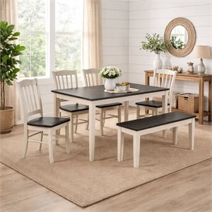 Boraam Shaker 6-Piece Dining Set - European Black Ash/Antique White
