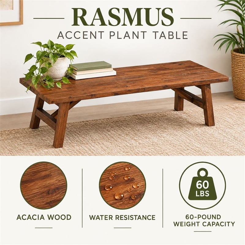 Rasmus Accent Plant Table - Chestnut Wire-Brush Finish