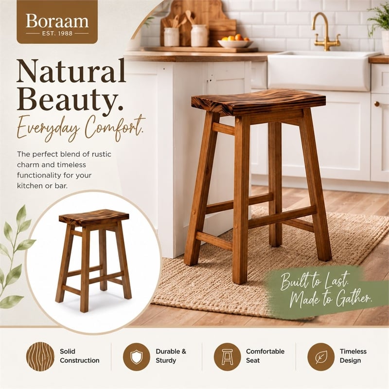 Sonoma Backless Saddle Counter Stool - Burnt Natural