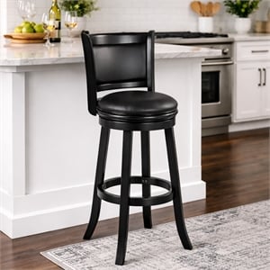 Boraam Augusta Swivel Wood Bar Stool - Ebony Finish
