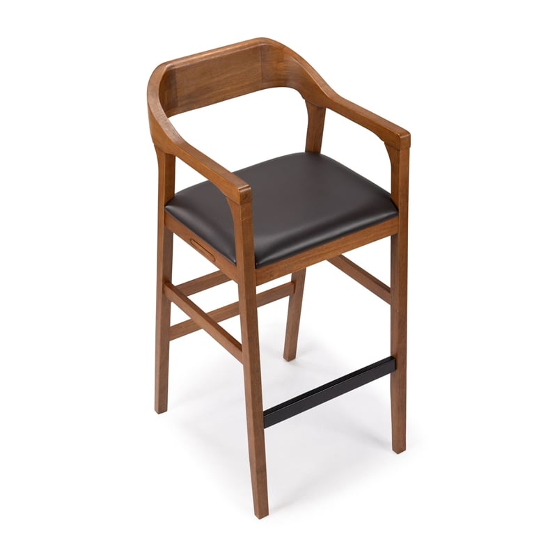 Rasmus Wood Extra Tall Bar Stool - Chestnut Wire-Brush Finish