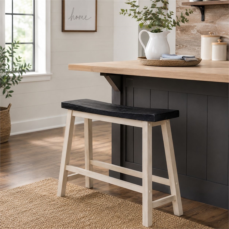 Sonoma Backless Bench - Antique White/European Black