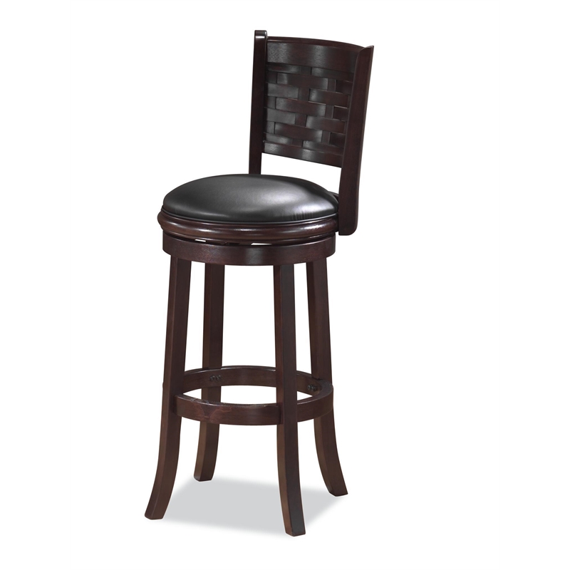 Boraam Wood Sumatra Bar Height Swivel Stool in Cappuccino Finish