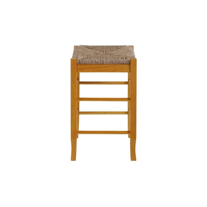 Boraam Wood Square Rush Backless Counter Height Stool in Oak Finish