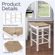 Boraam Wood Square Rush Backless Counter Stool - Cream Finish