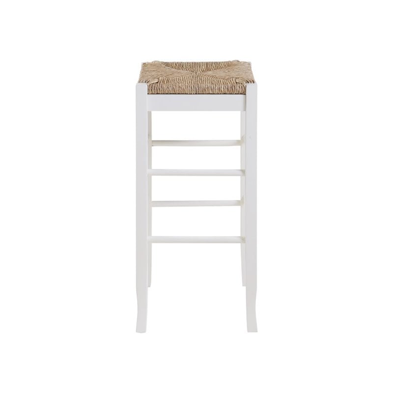 Boraam Wood Square Rush Backless Bar Stool in Cream Finish
