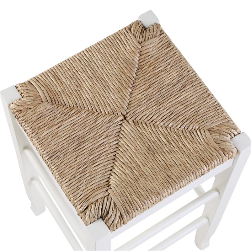 Boraam Wood Square Rush Backless Bar Stool in Cream Finish