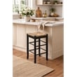 Boraam Wood Square Rush Backless Counter Stool in Black finish