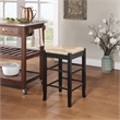 Boraam Wood Square Rush Backless Counter Stool in Black finish