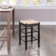 Boraam Wood Square Rush Backless Counter Stool in Black finish