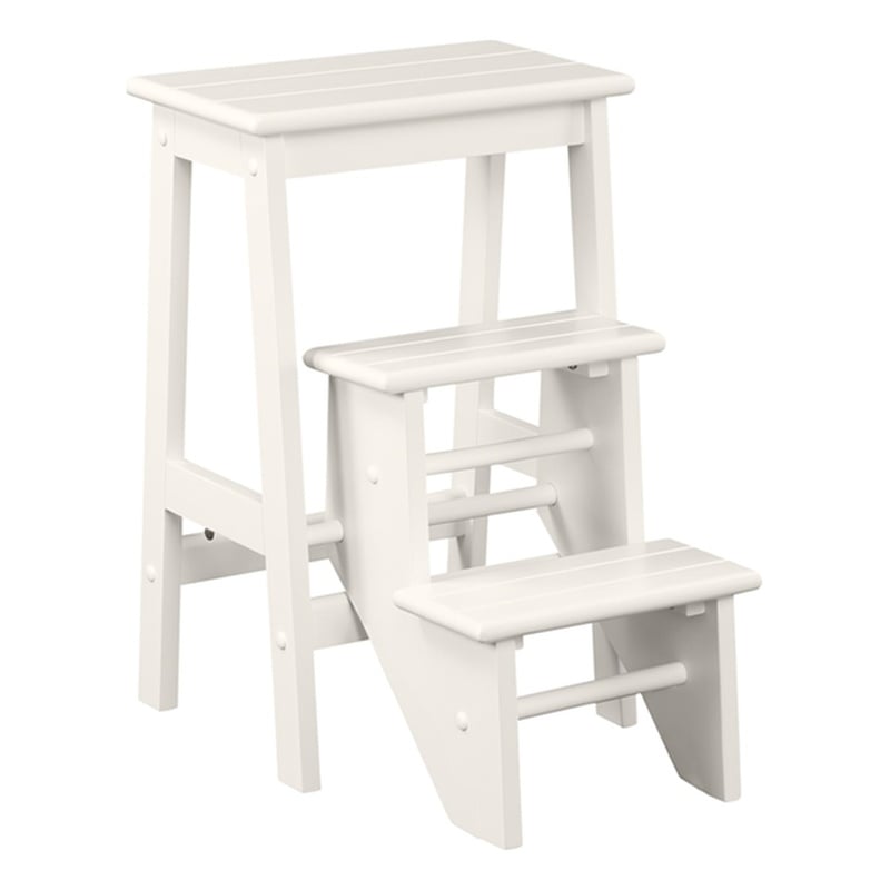 Boraam Wood Niko 24.5 in Folding Step Stool in Cream Finish