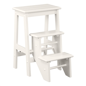 Boraam Wood Niko 24.5 in Folding Step Stool in Cream Finish