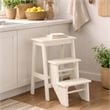 Boraam Wood Niko 24.5 in Folding Step Stool in Cream Finish