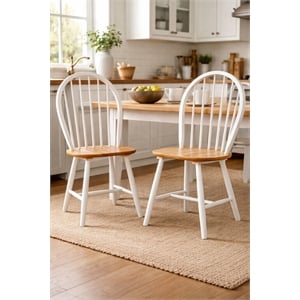 Boraam Farmhouse Dining Chair in Cream and Natural (Set of Two)