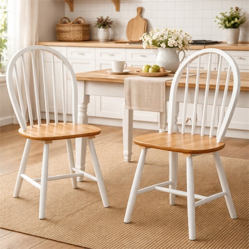 Boraam Farmhouse Dining Chair in Cream and Natural (Set of Two)