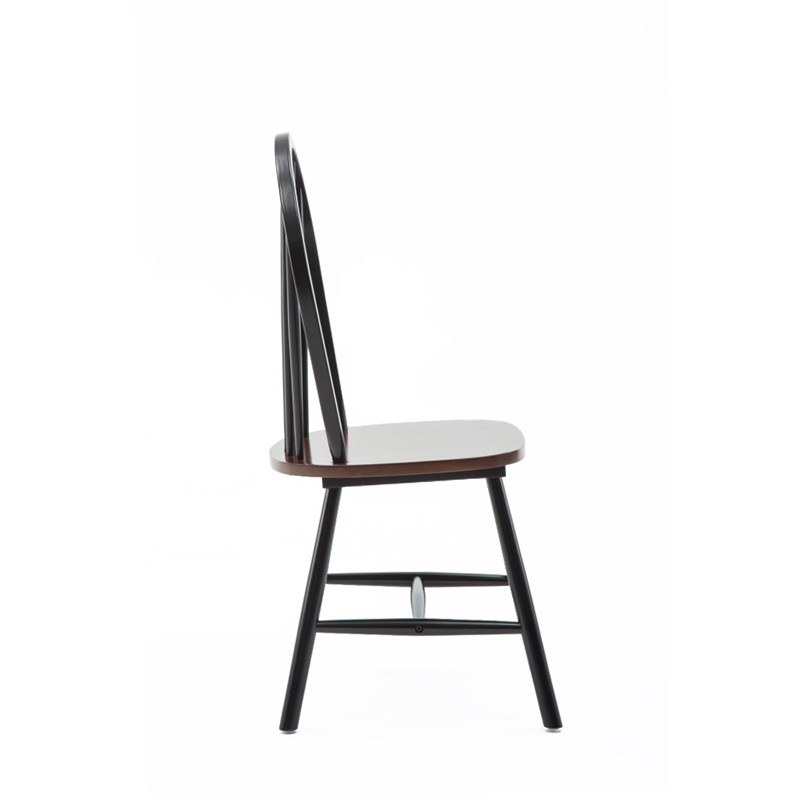 Boraam Wood Farmhouse Dining Chair in Black and Cherry Finish (Set of Two)