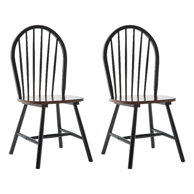 Boraam Wood Farmhouse Dining Chair in Black and Cherry Finish (Set of Two)
