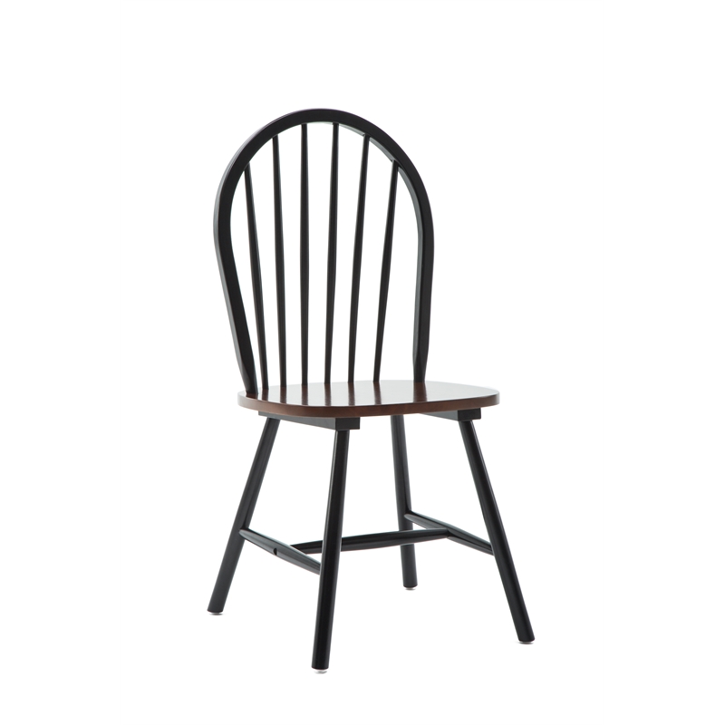 Boraam Wood Farmhouse Dining Chair in Black and Cherry Finish (Set of Two)